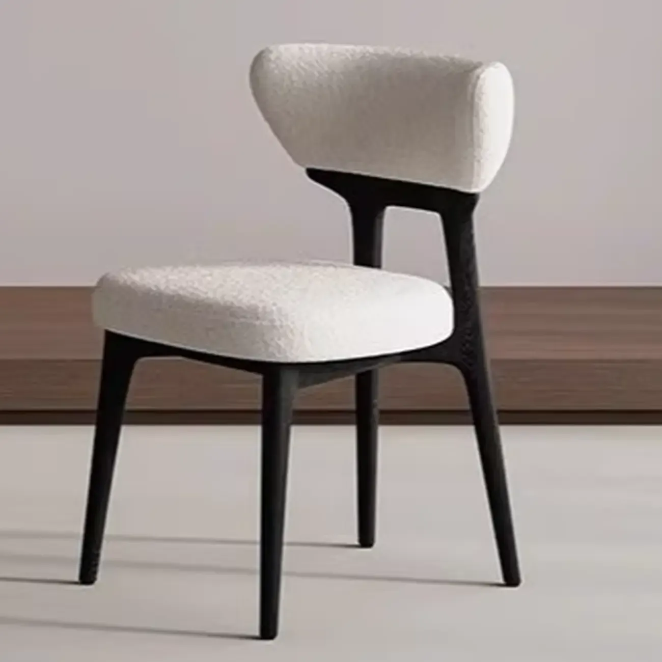 Scandinavian Low Back Upholstered Wood Dining Chair