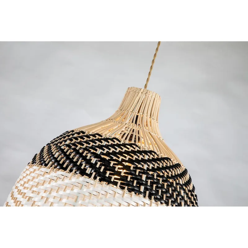 Rattan Black&White Pendant Light