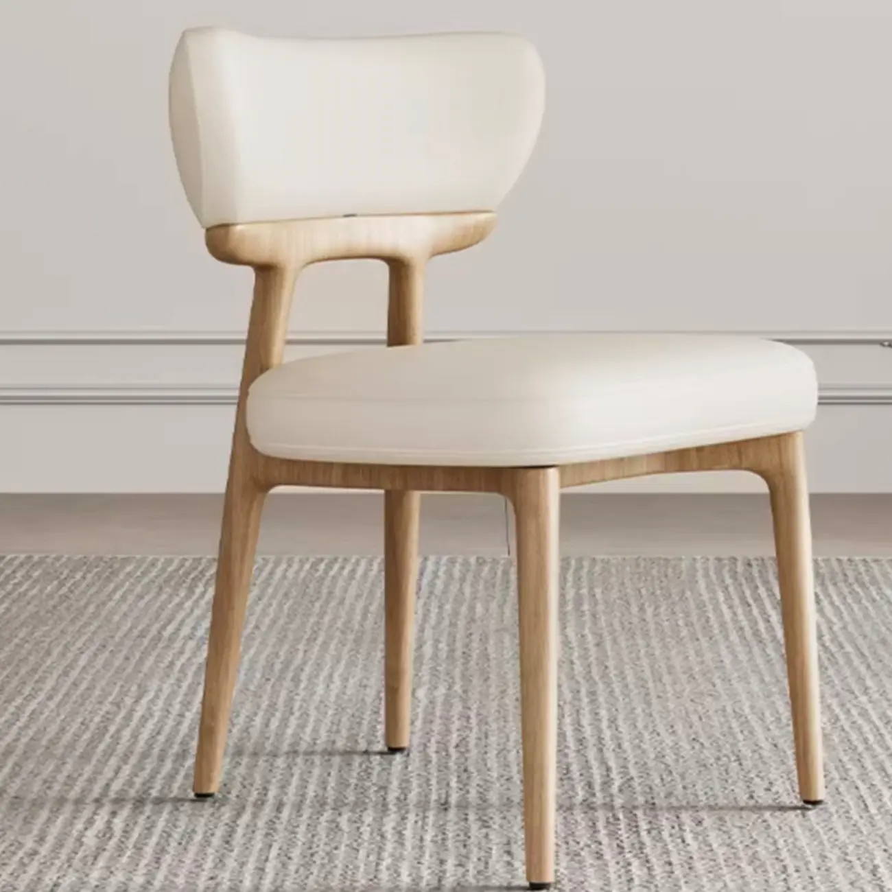 Scandinavian Low Back Upholstered Wood Dining Chair