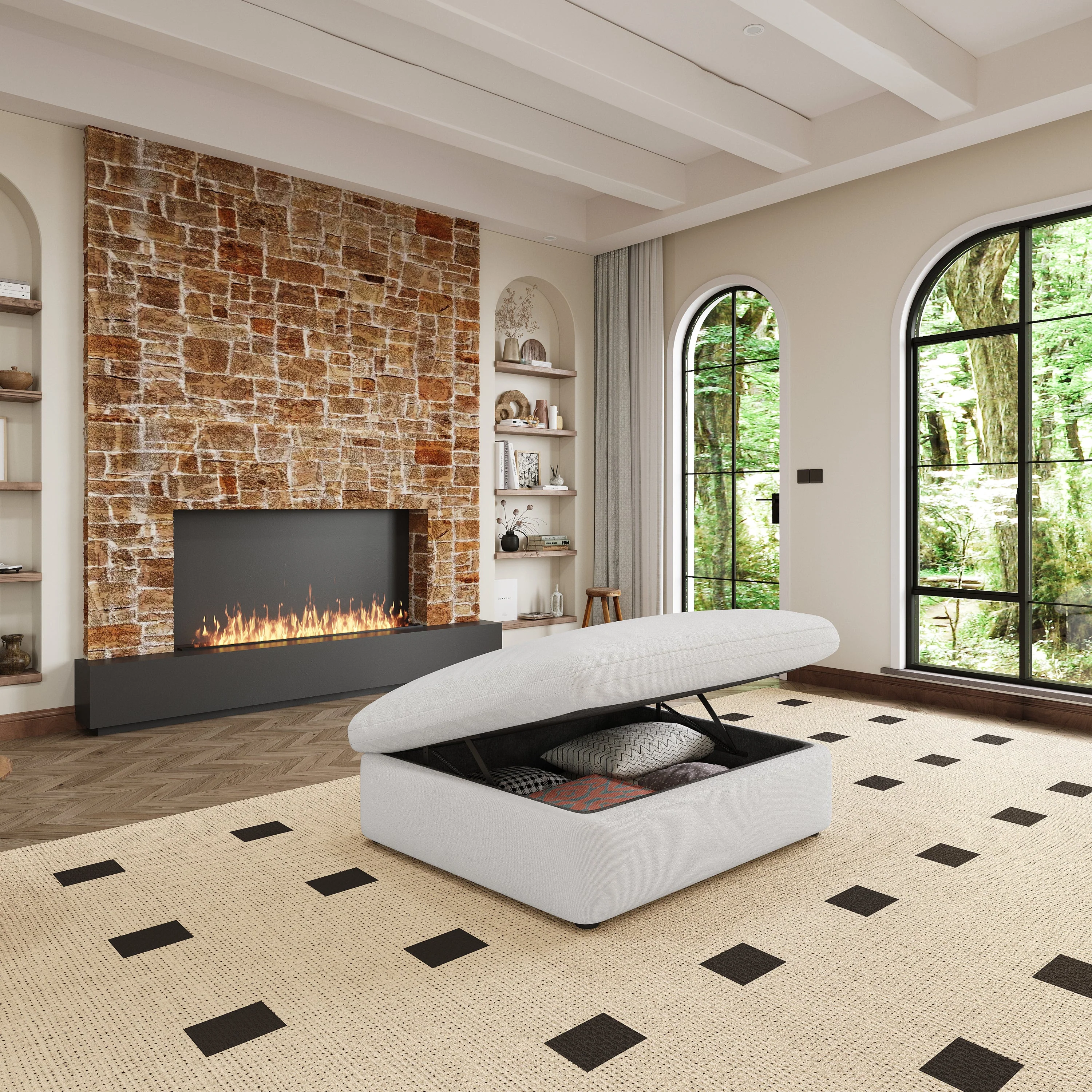 Walker Edison | Cloud Down Filled Comfort Modular Sectional Sofa Couch with Storage Ottoman