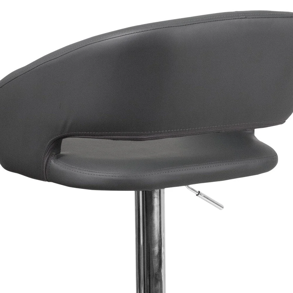 Modern Upholstered Adjustable-Height Barstool with Rounded Back