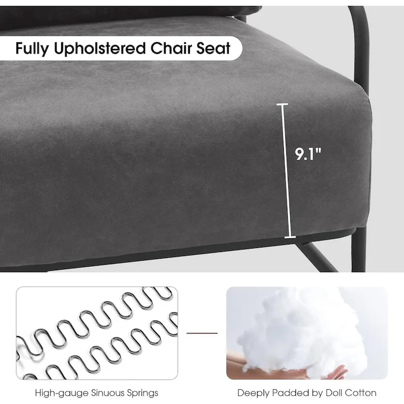 MCombo set of 2 Modern Accent Armchair with Steel Legs, Leathaire fabric HQ102