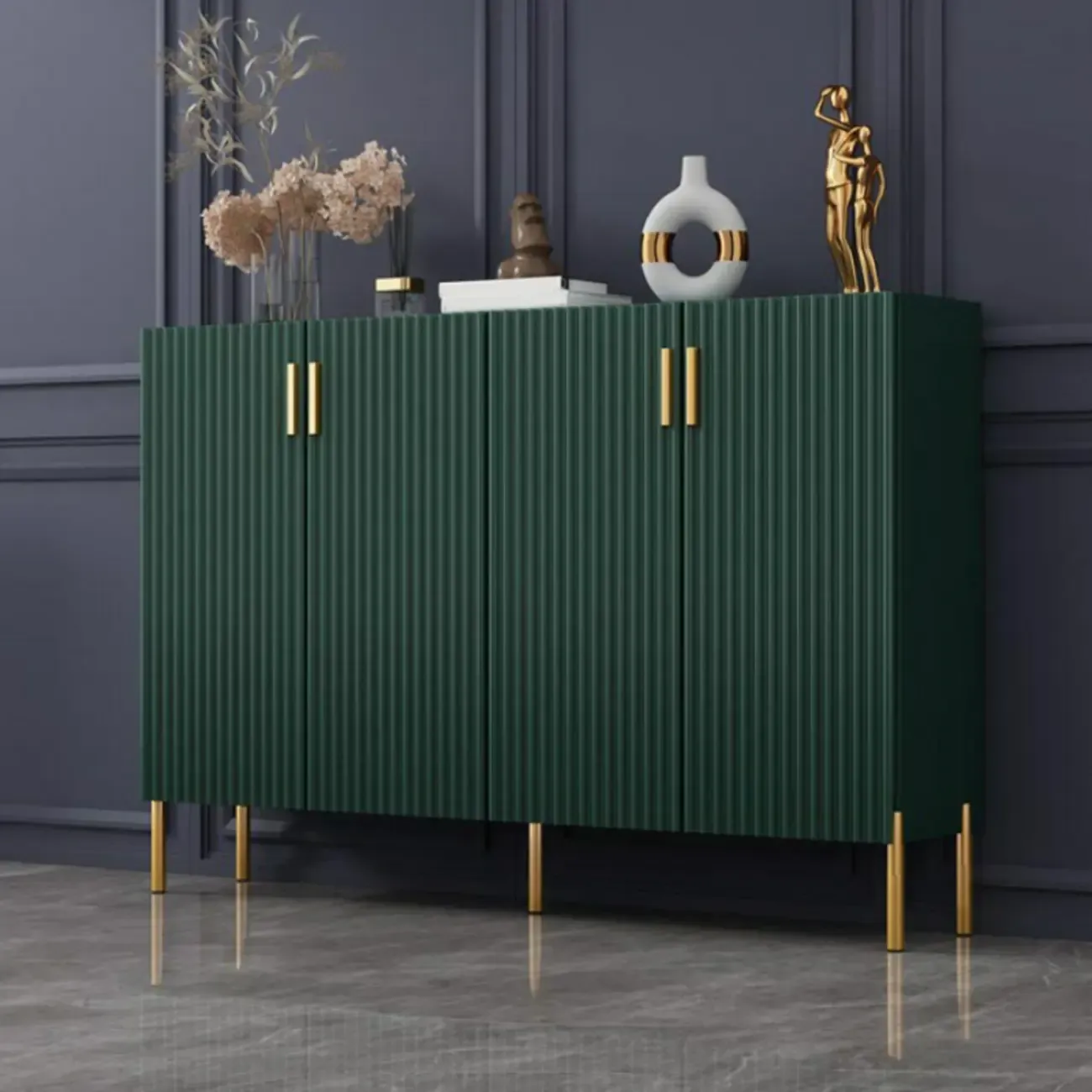 Glam Wooden Sideboard with Shelves and Cabinets