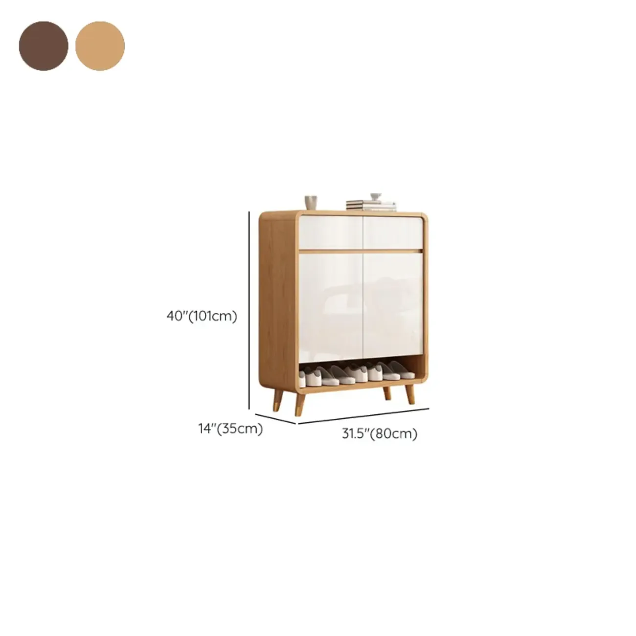 Modern Manufactured White Wood Shoe Cabinet
