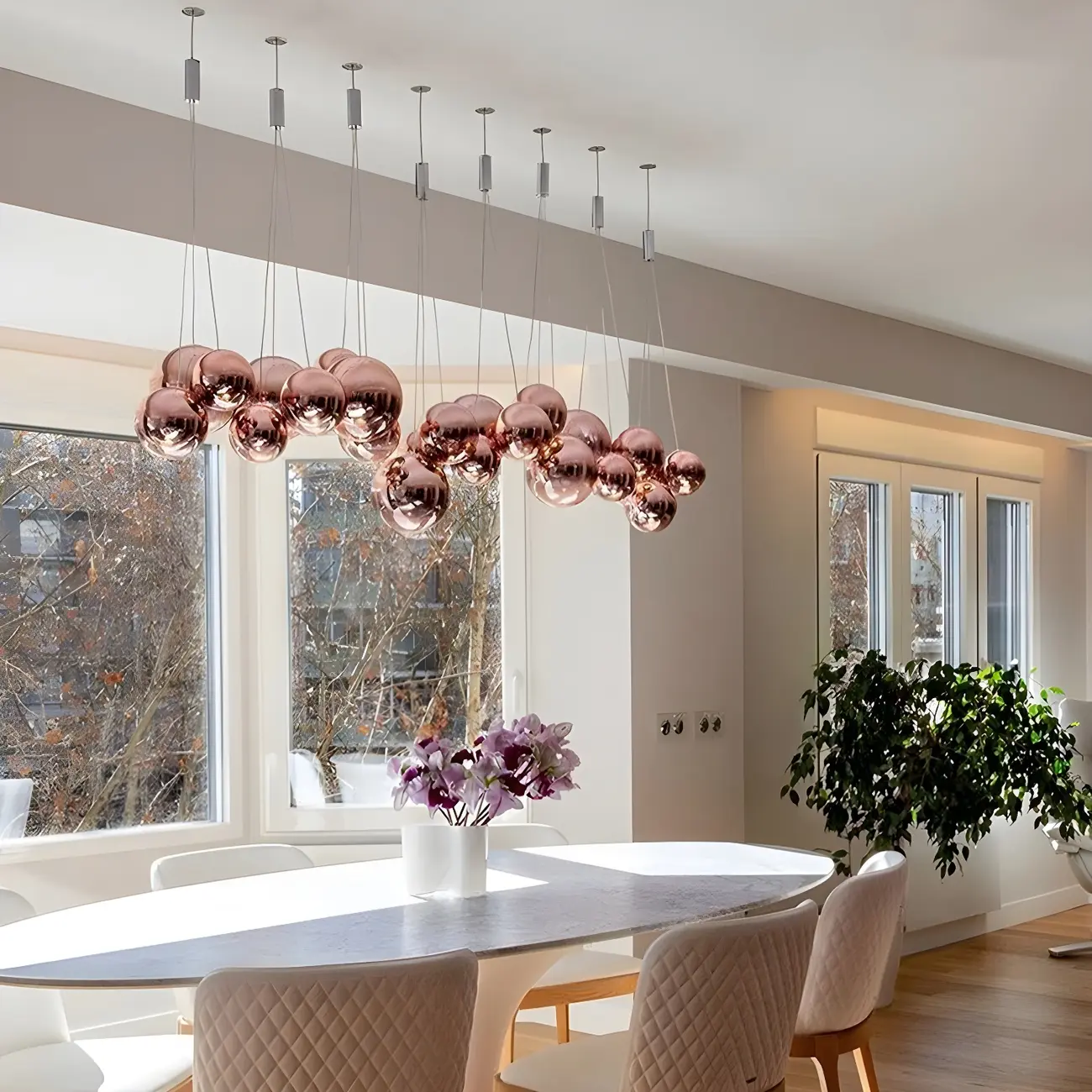 3-Light Mini LED Glass Ball Chandelier with Modern Design