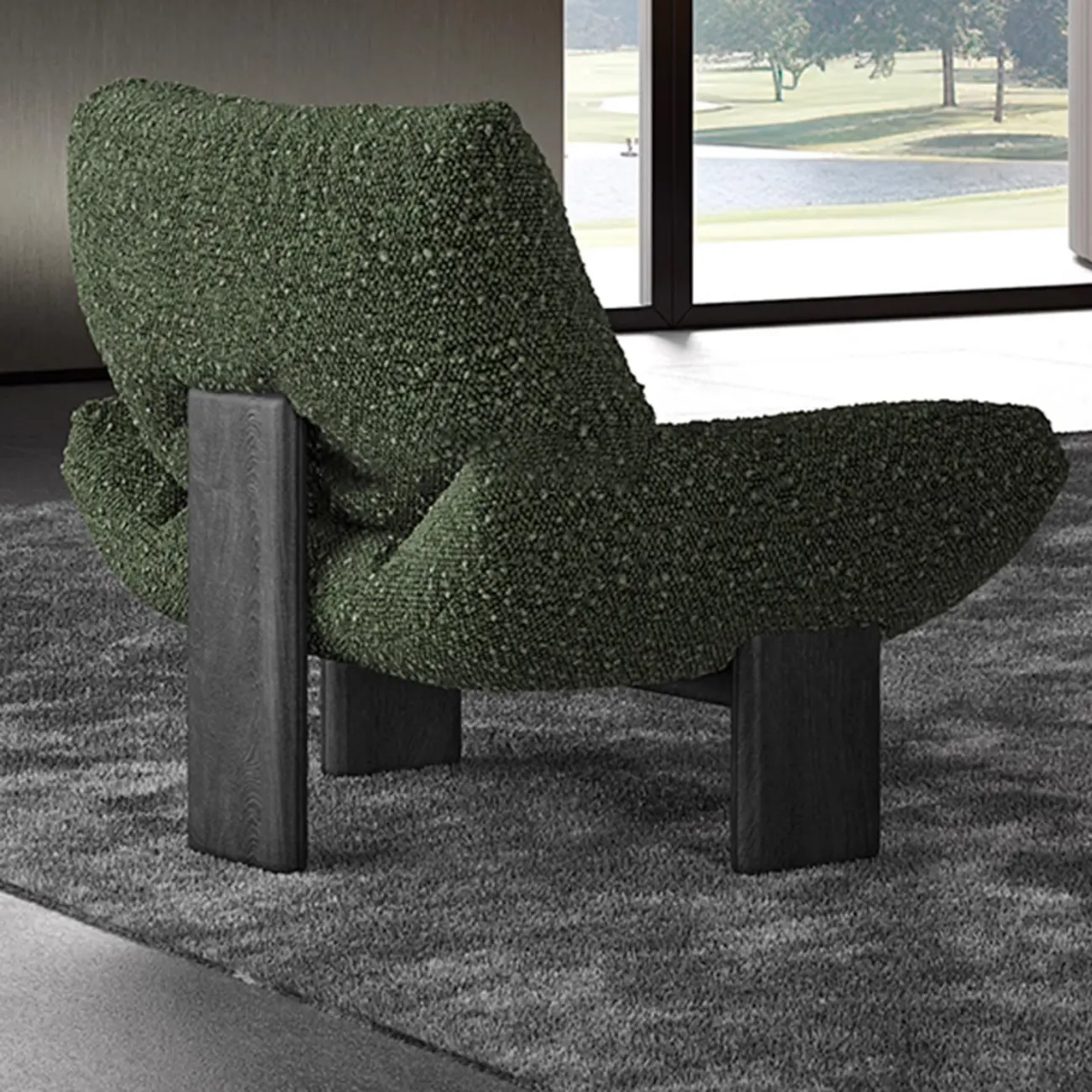 Modern Trufted Back Side Chair Loop Yarn Living Room