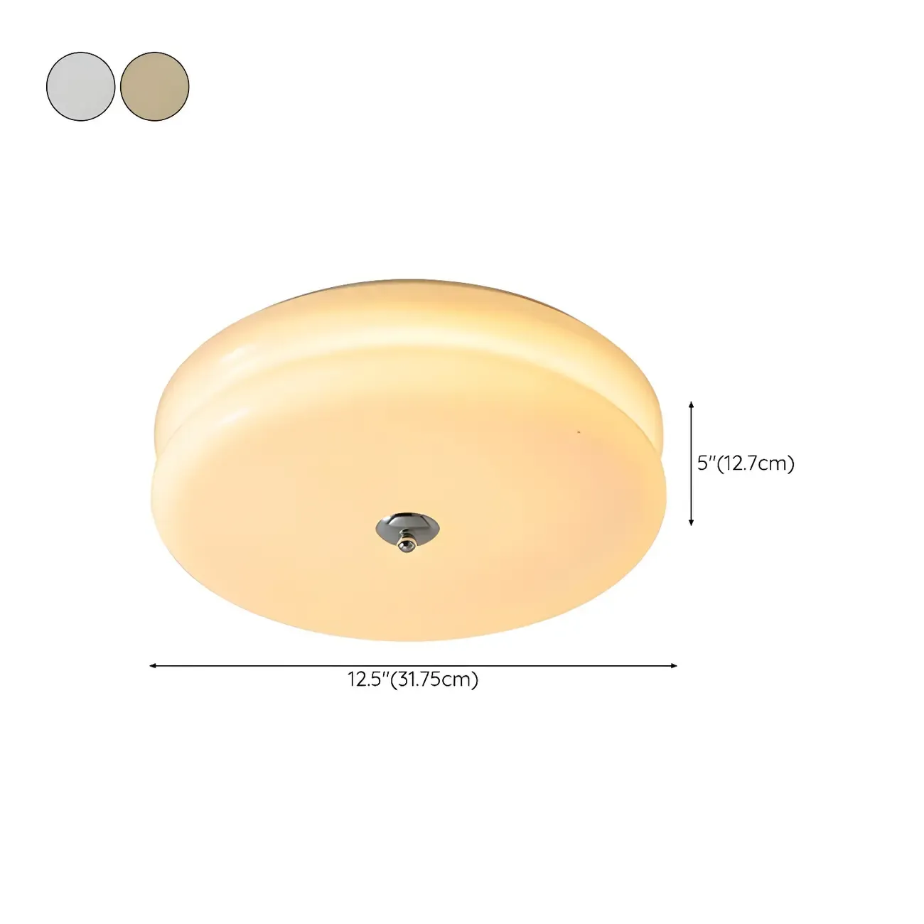 Modern Creamy Round Double-Tier Glass LED Flush Ceiling Light
