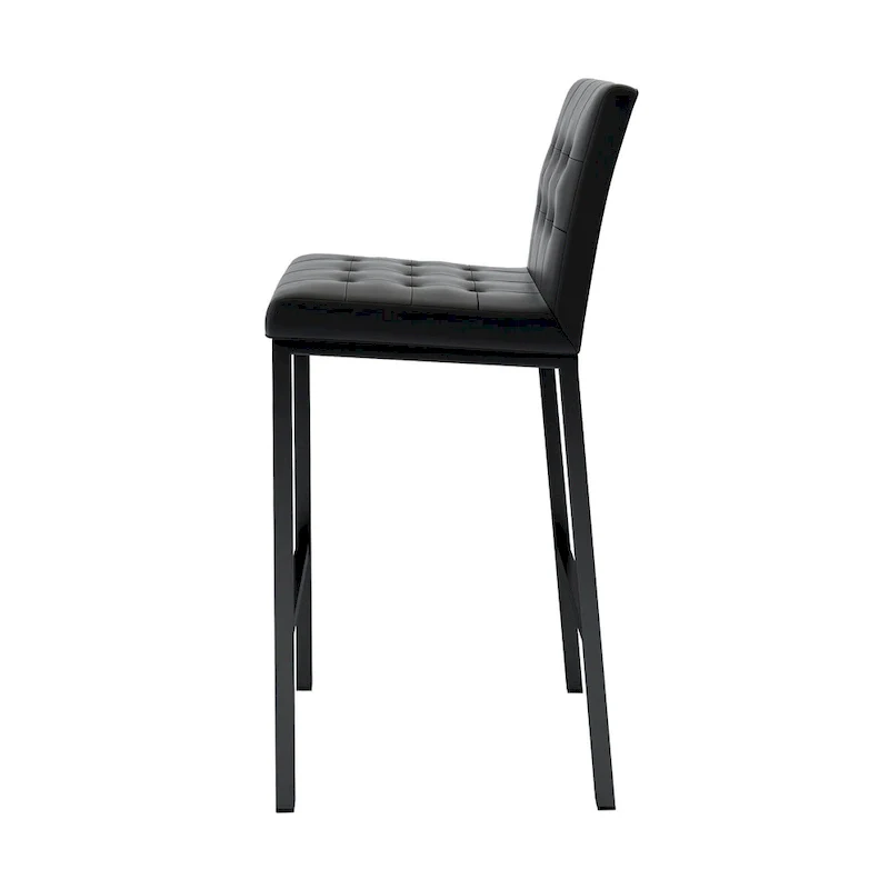 Modern High Bar Stools Set of 2, Kitchen Stool Island with PU Backrest, Gaming Chair with Metal Legs and Footstool