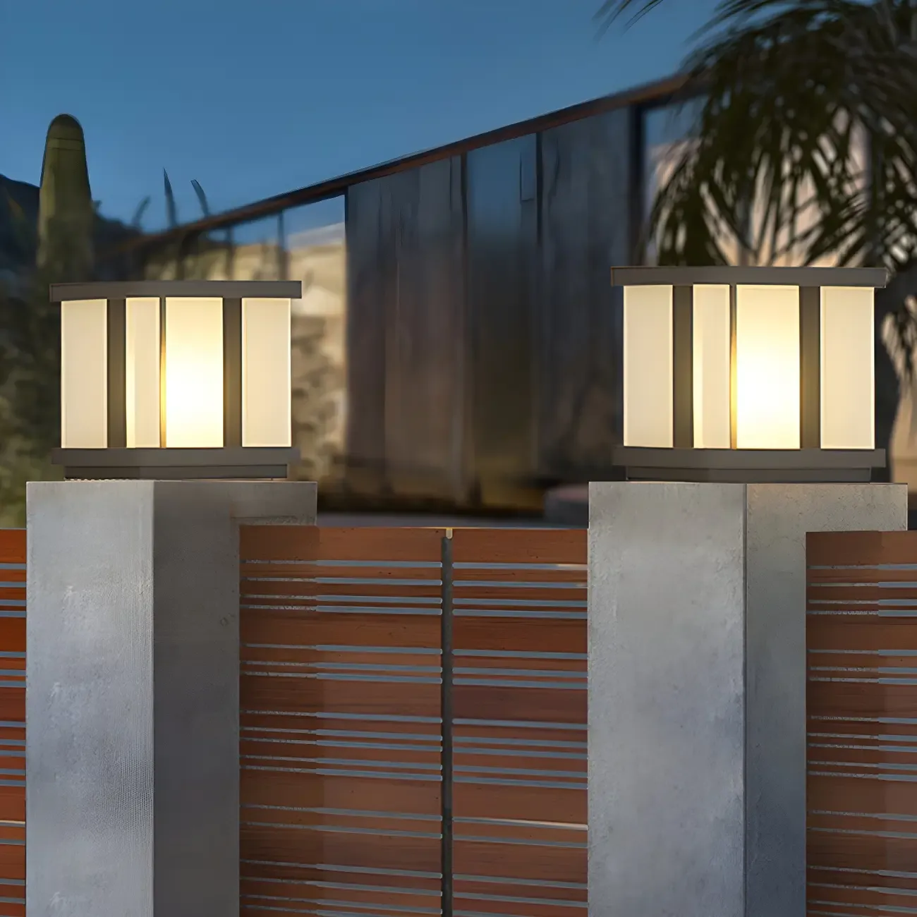 Outdoor Black LED Pillar Table Lamp for Decor with Warm Light