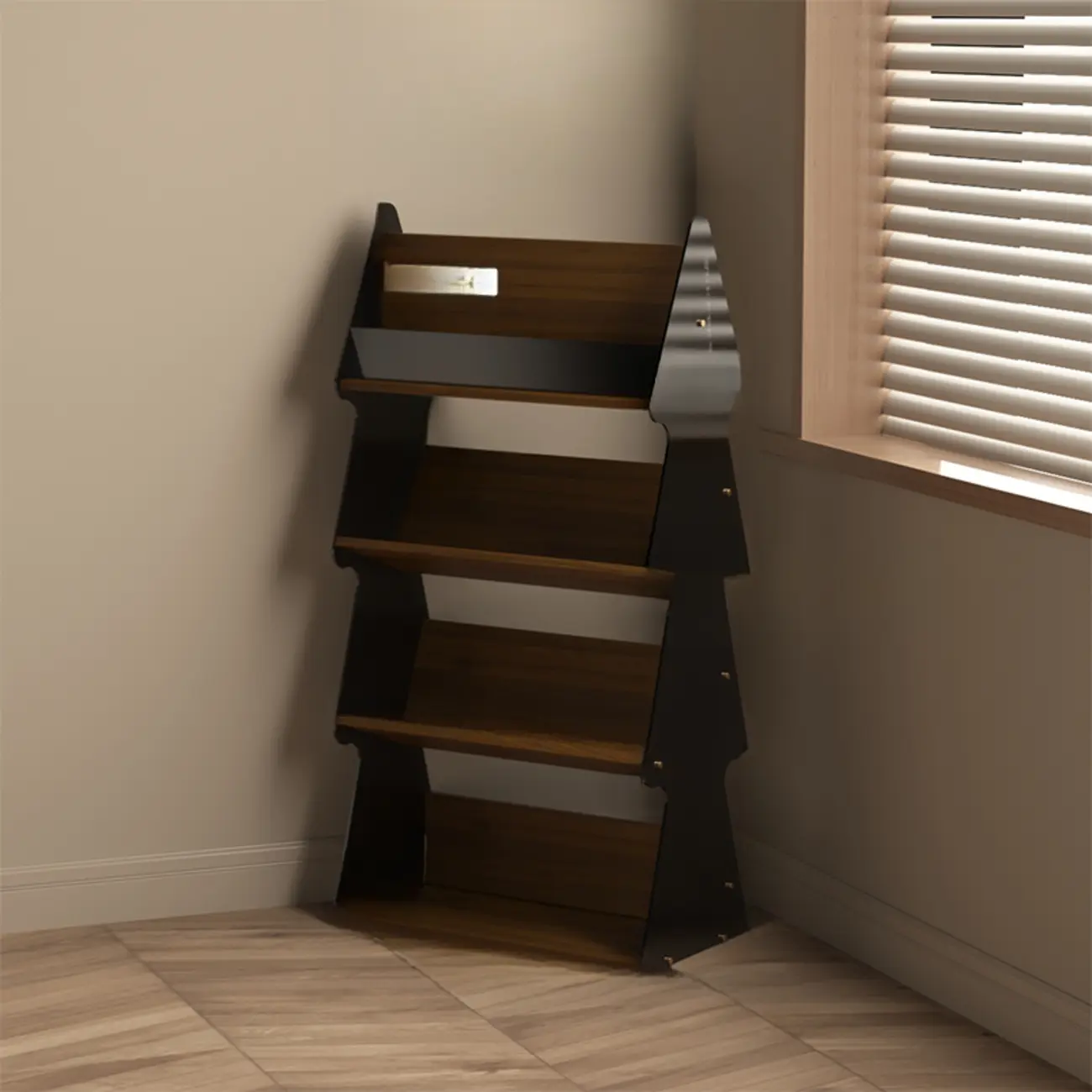 Wood Tree-shaped Vertical Open Back Display Bookcase