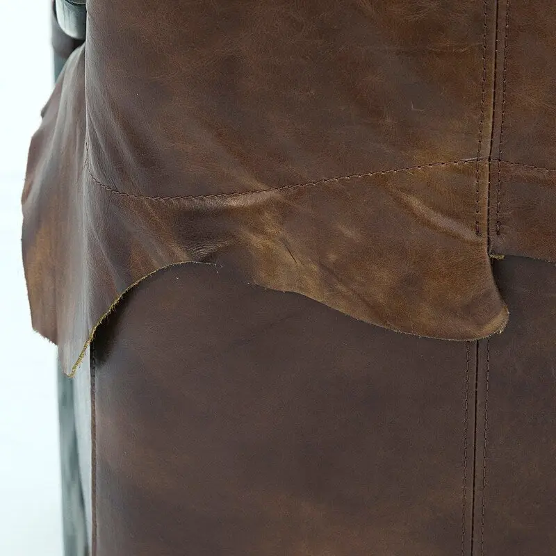 Davita Loft Brown Tufted Leather Accent Chair with Cast Iron Base