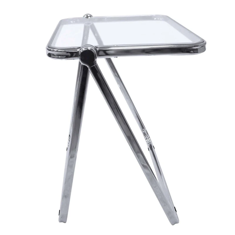LeisureMod Lawrence Square Plastic Folding End Table with Iron Frame