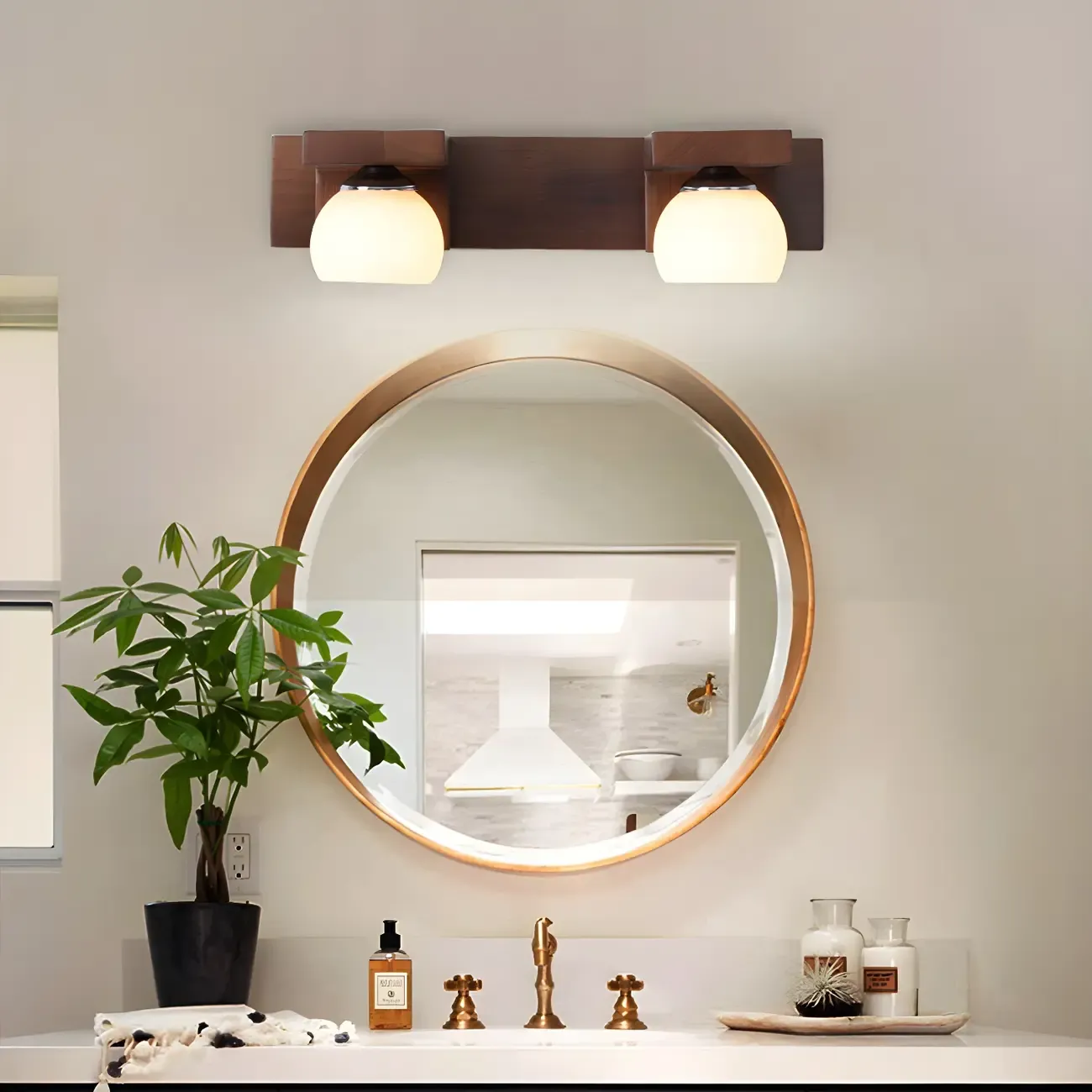 Elegant Globe Vanity Light with White Glass Shade for Bathroom