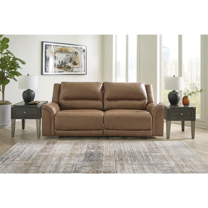 Signature Design by Ashley Trasimeno Caramel Power Reclining Sofa - 92 W x 40 D x 42 H
