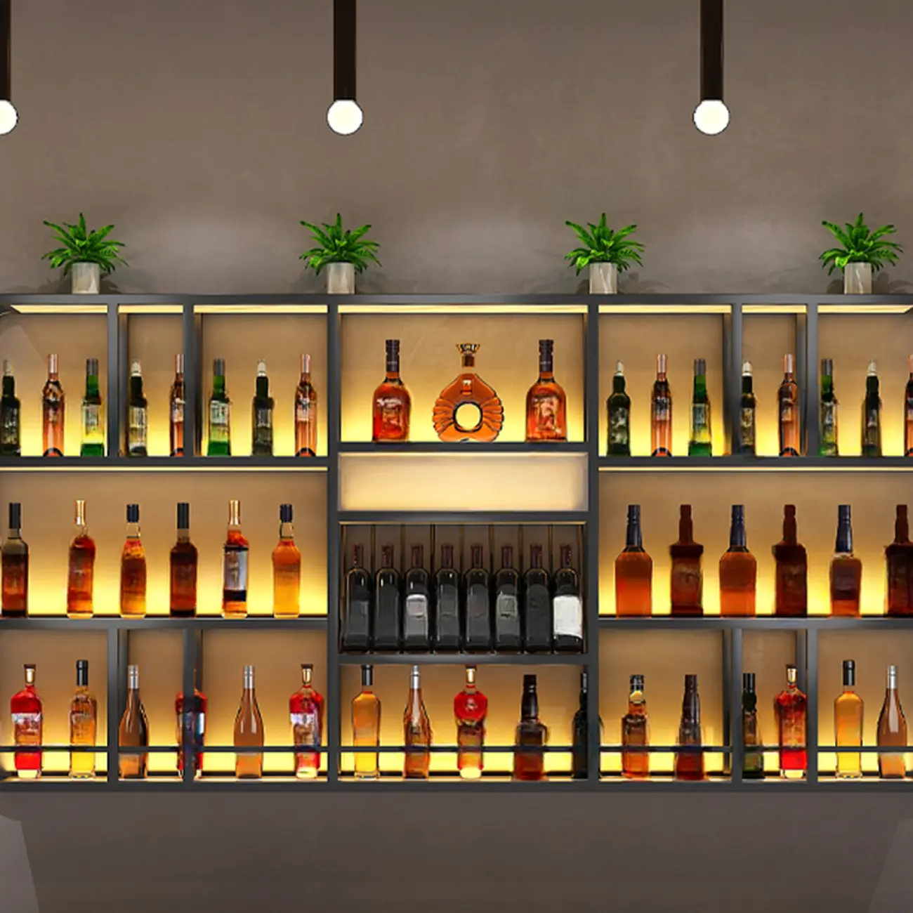 Glam Gold Wall-Mounted Open Wine Bottle Rack