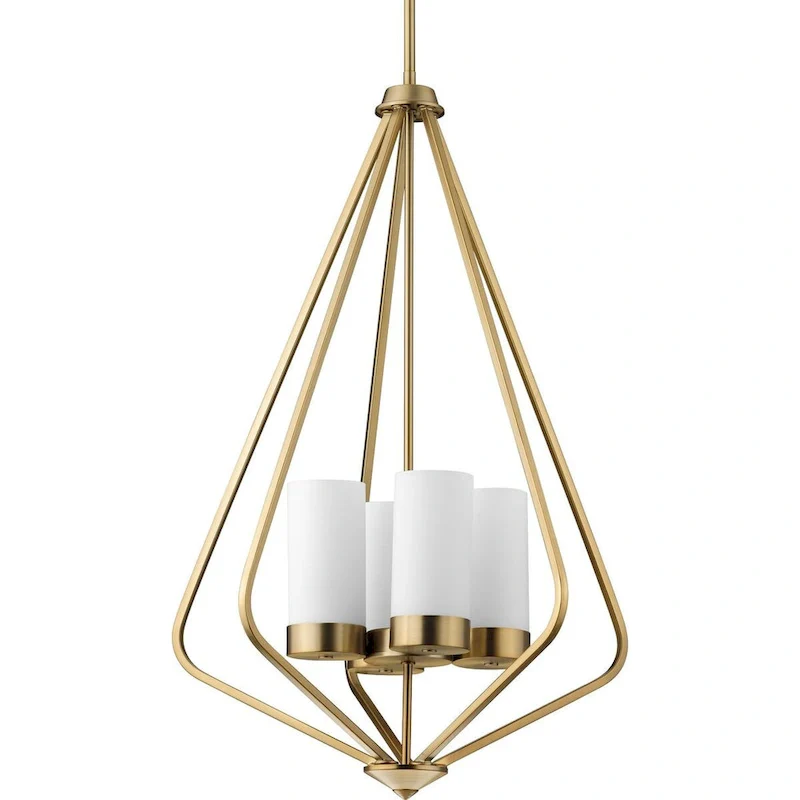 Elevate Collection 4-Light Brushed Bronze Etched Glass Modern Pendant Hanging Light - 20 in x 20 in x 30 in