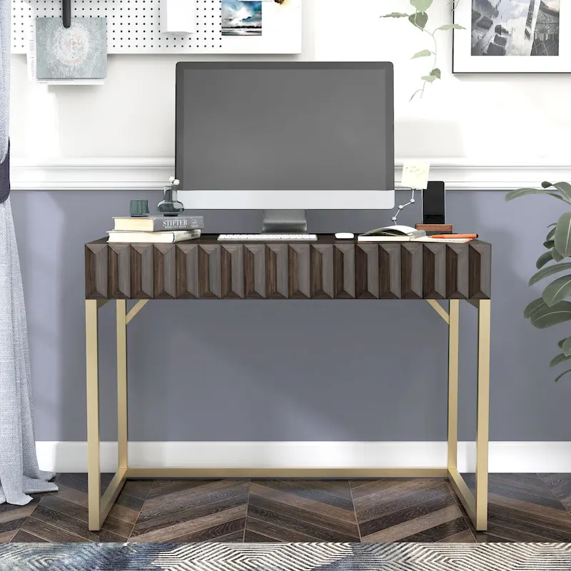 Bird Modern 42-inch Metal Computer Desk with USBs by Furniture of America