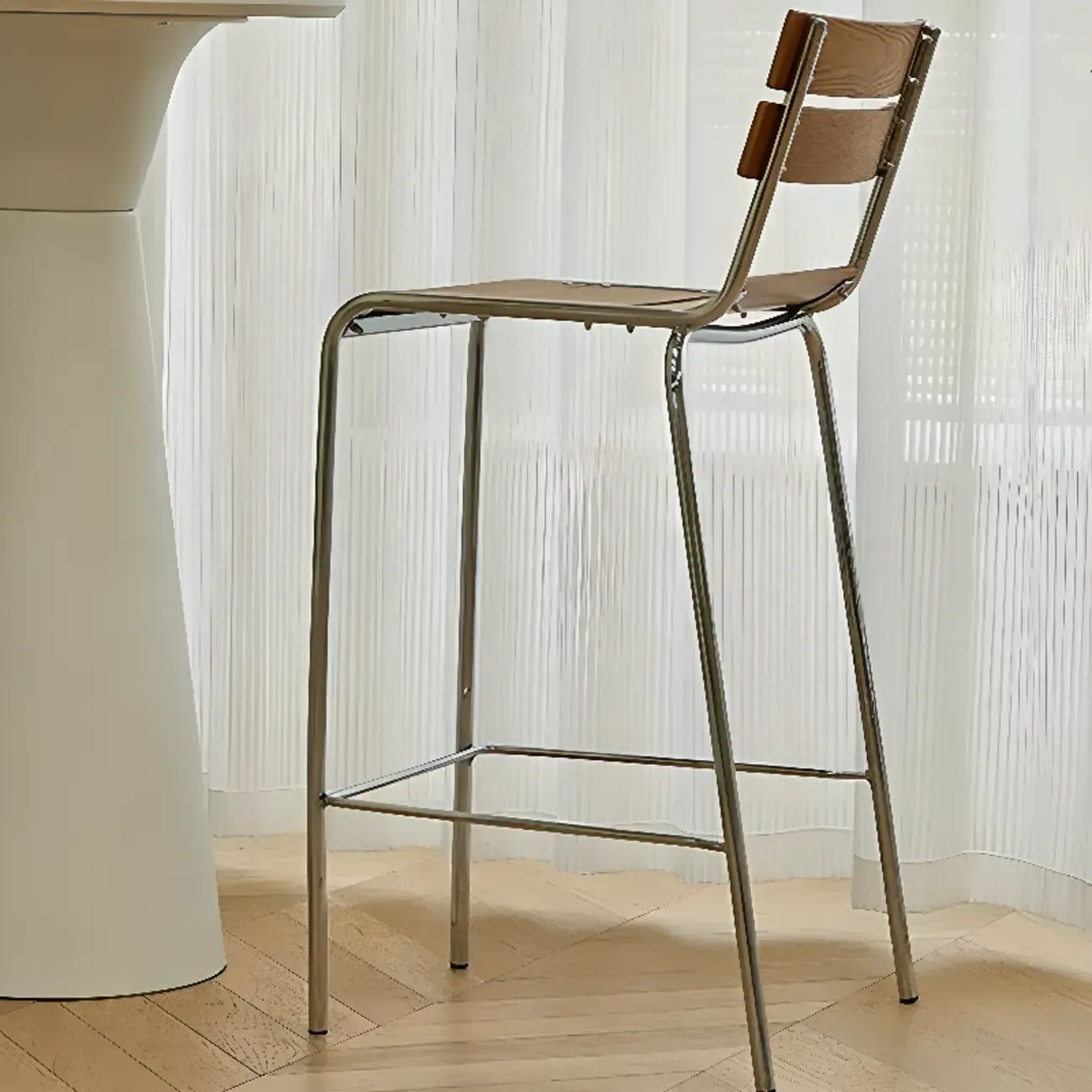 Industrial Metal Frame Wooden Counter Bar Stools with Backs