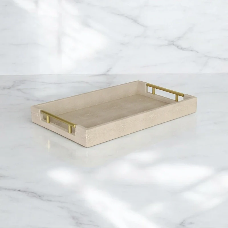 Lusan Faux Shagreen Tray with Handles