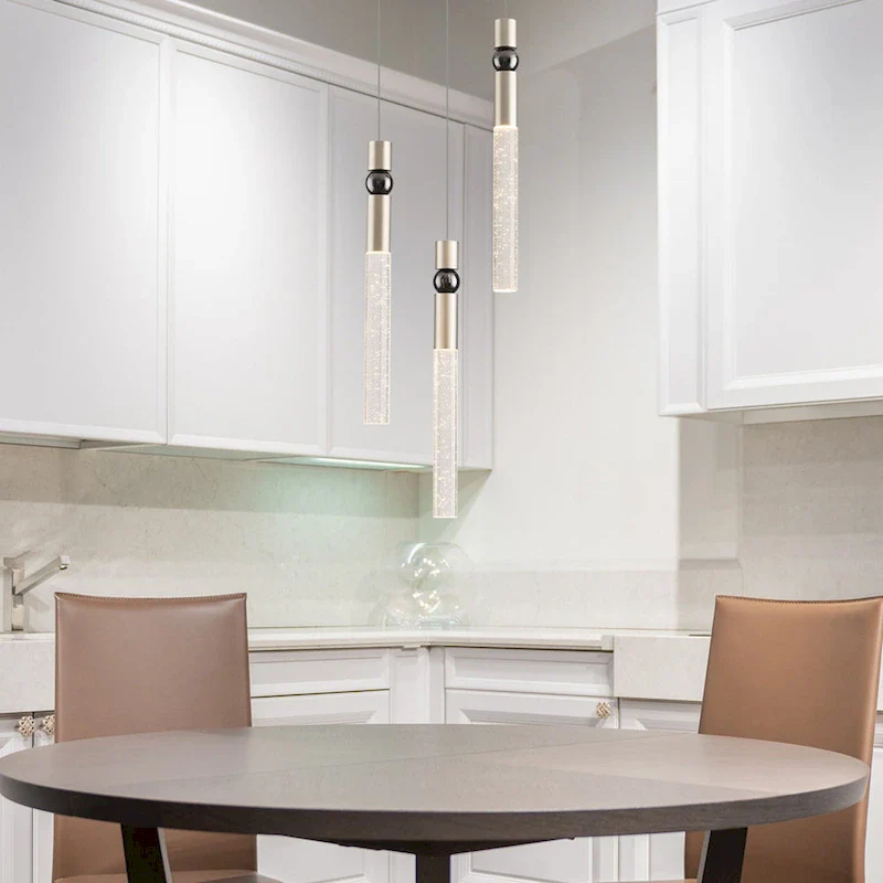 3-Light LED Crystal Pendant Light, Dimmable Ceiling Hanging Light Fixture