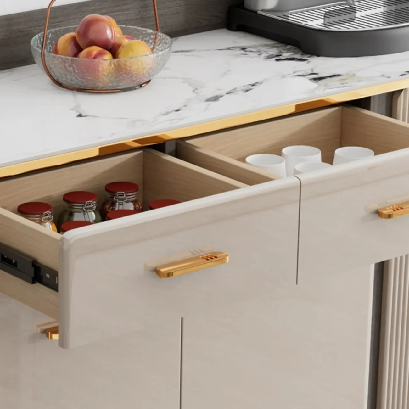 Glam Adjustable Wooden Dining Hutch China Cabinet