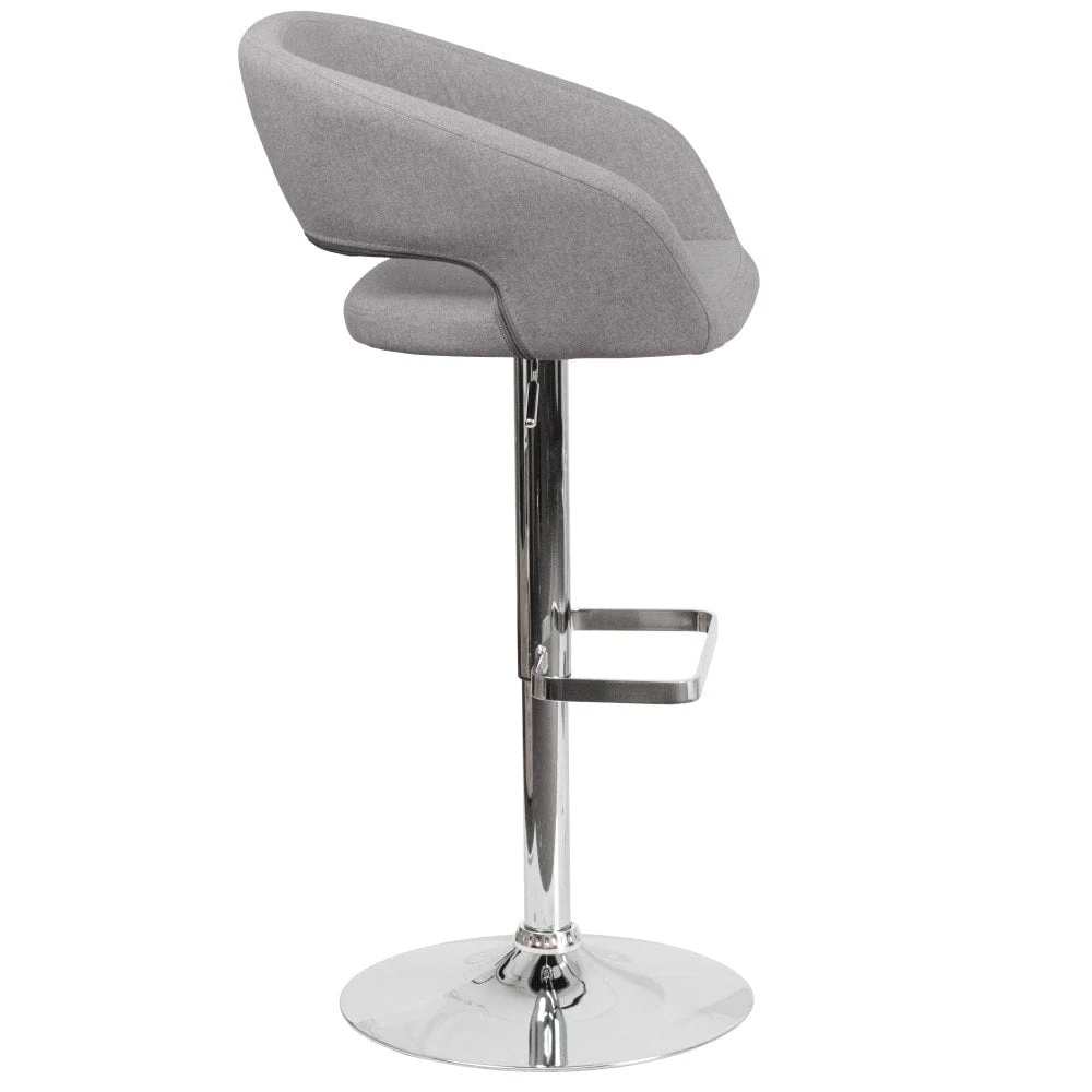 Modern Upholstered Adjustable-Height Barstool with Rounded Back