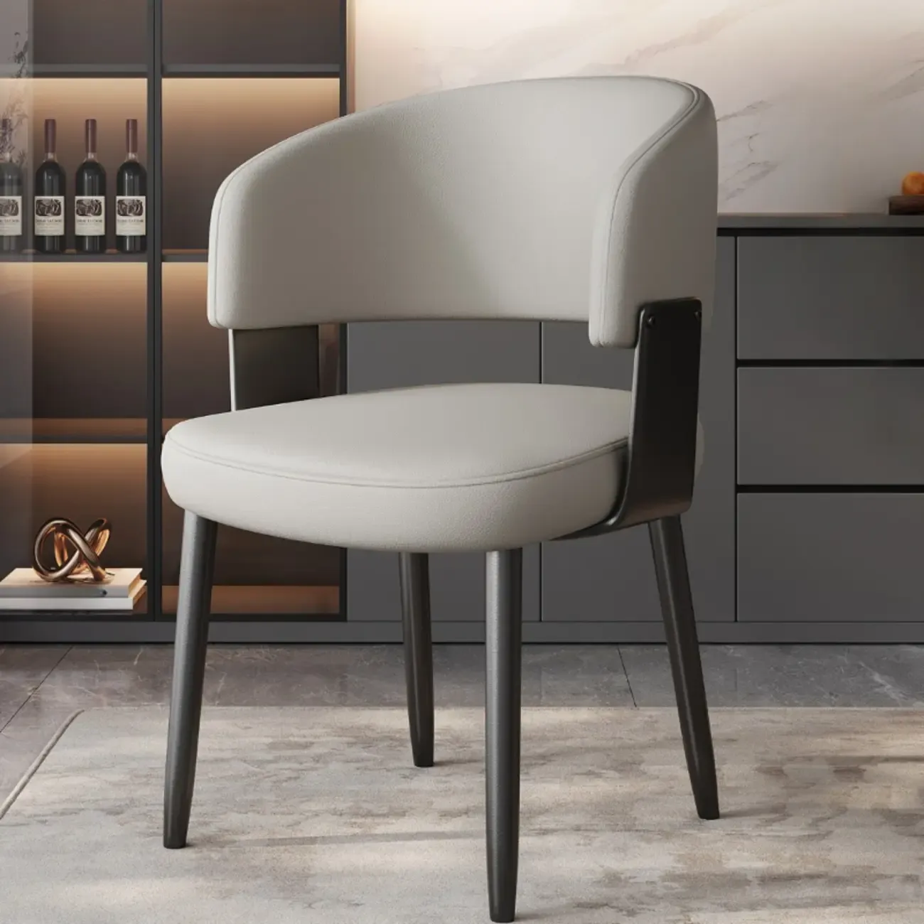 Modern Glam Leather Upholstered Dining Chair