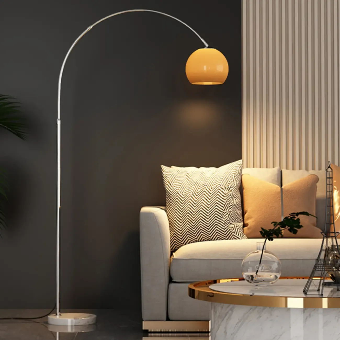 Modern Adjustable Arc Floor Lamp Plug-In for Living Room