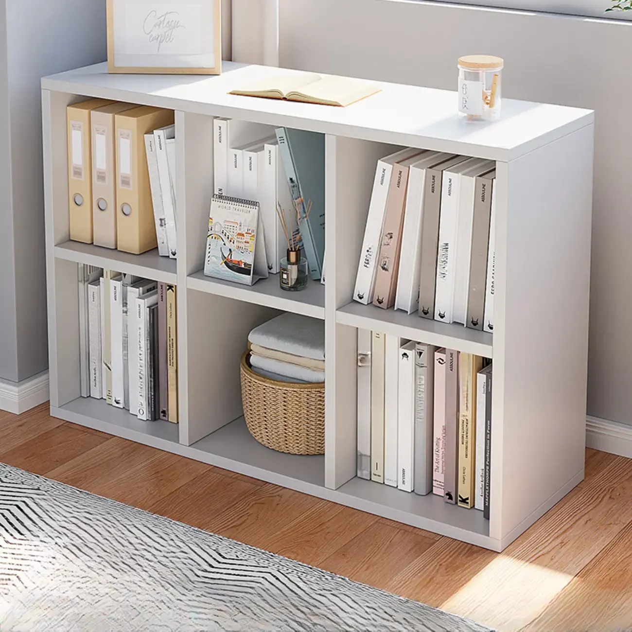 Casual White Wood Cube Horizontal Bookcase