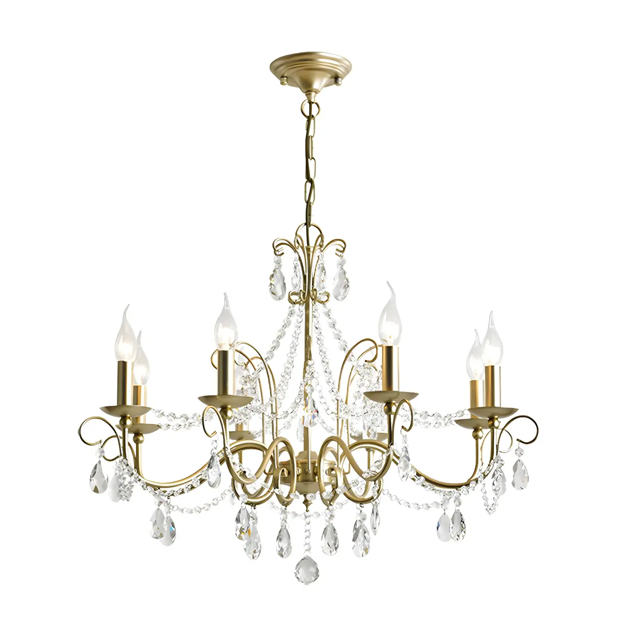 Gold Crystal Metal Elegant Classic Chandelier Light