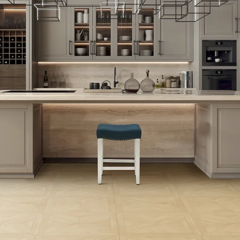 Jameson Upholstered Polyester Antique White 24 Inch Counter Stool