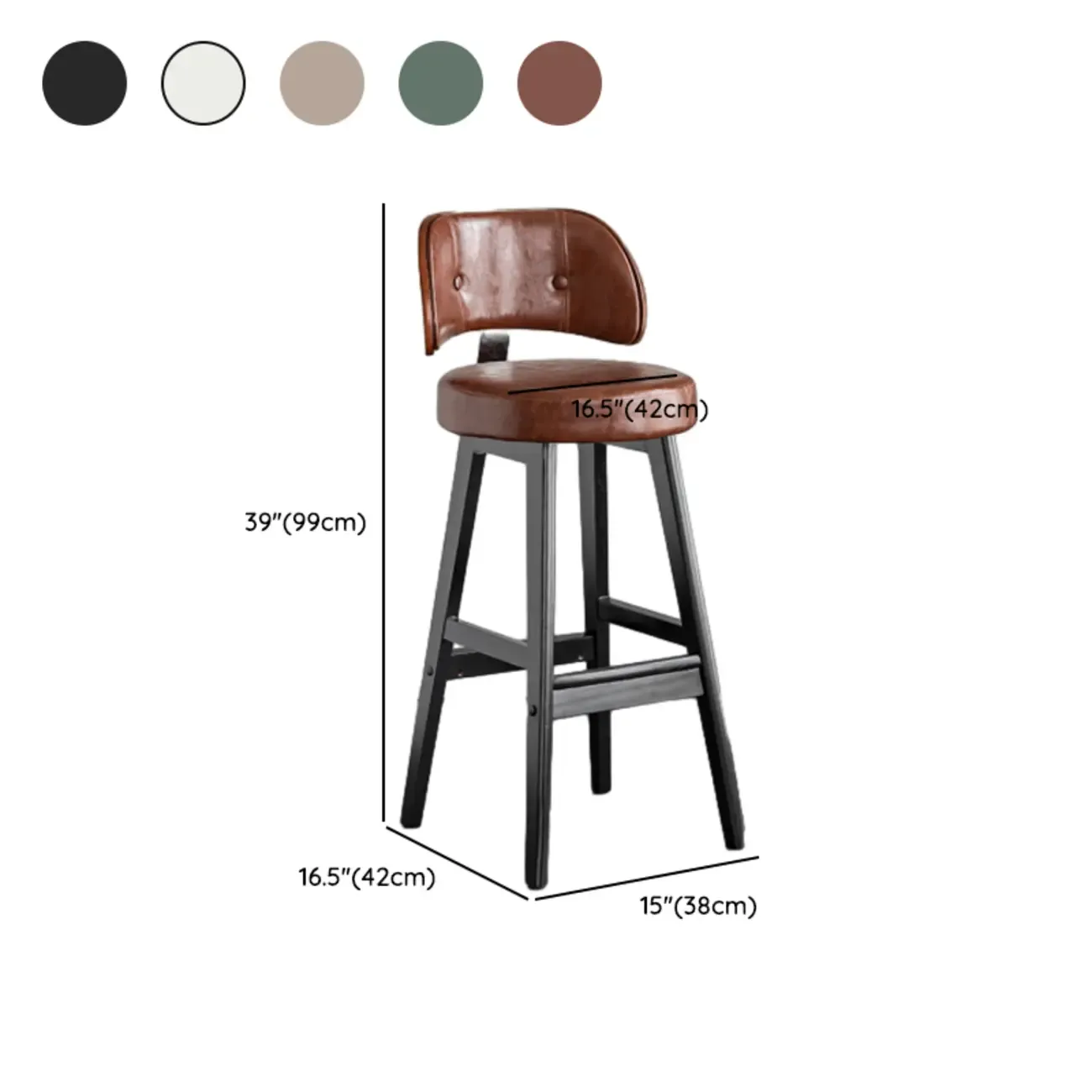 Modern Wood Upholstered Bar Stools with Back