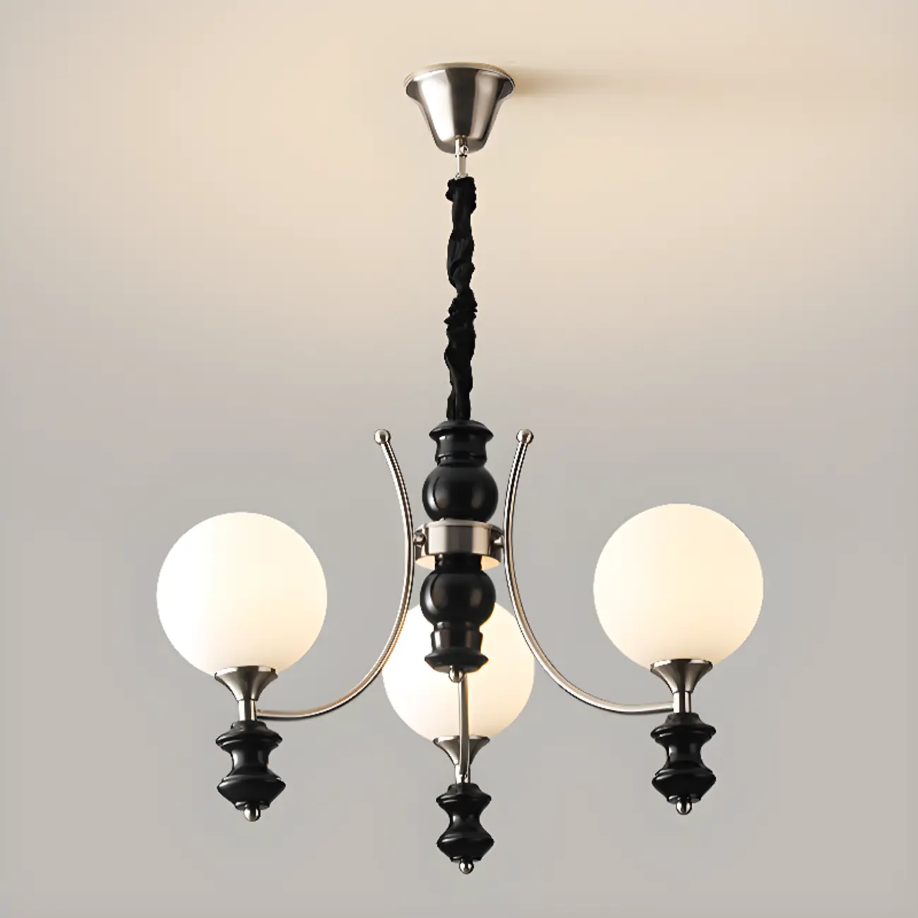 Multi-Light Globe Chandelier with White Glass Shades