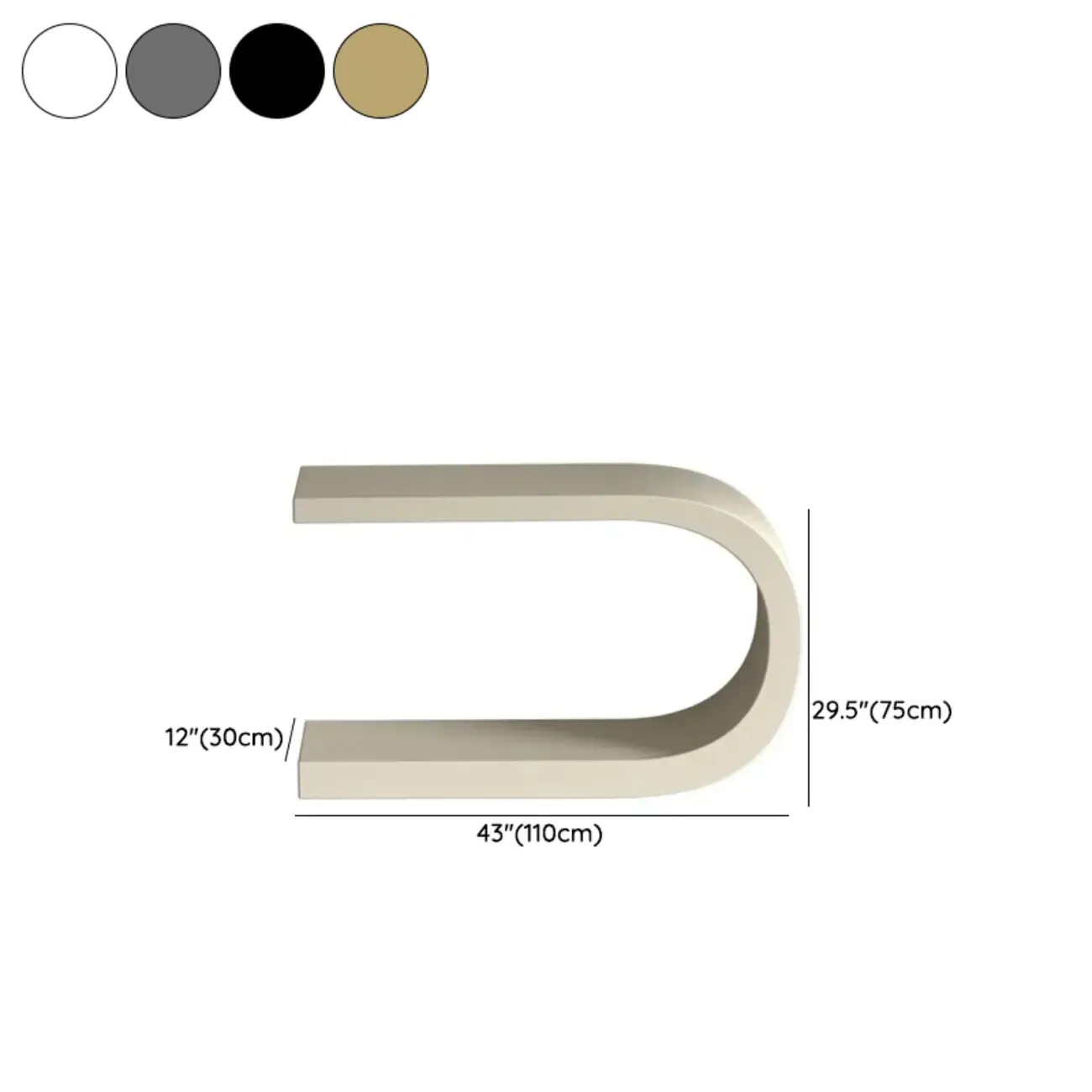 U-Shaped Metal White Narrow Console Table