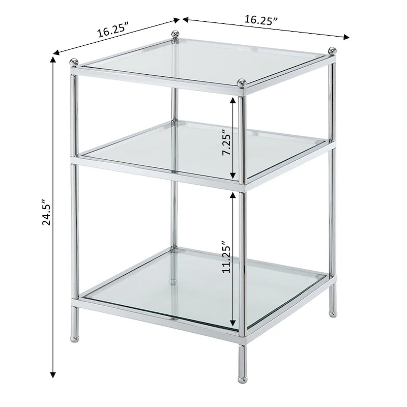 Convenience Concepts Royal Crest 3 Tier Glass End Table