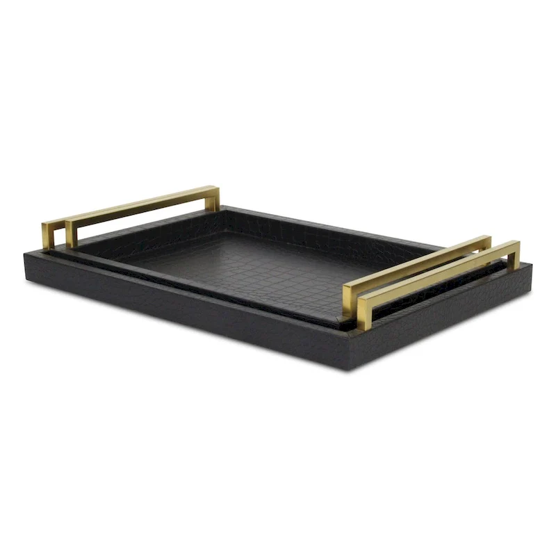 Lusan Black Vinyl Tray Set