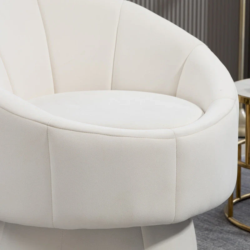 Modern 28.75 Velvet Upholstered 360 Swivel Accent Chair with Wood Frame and Waist Cushion