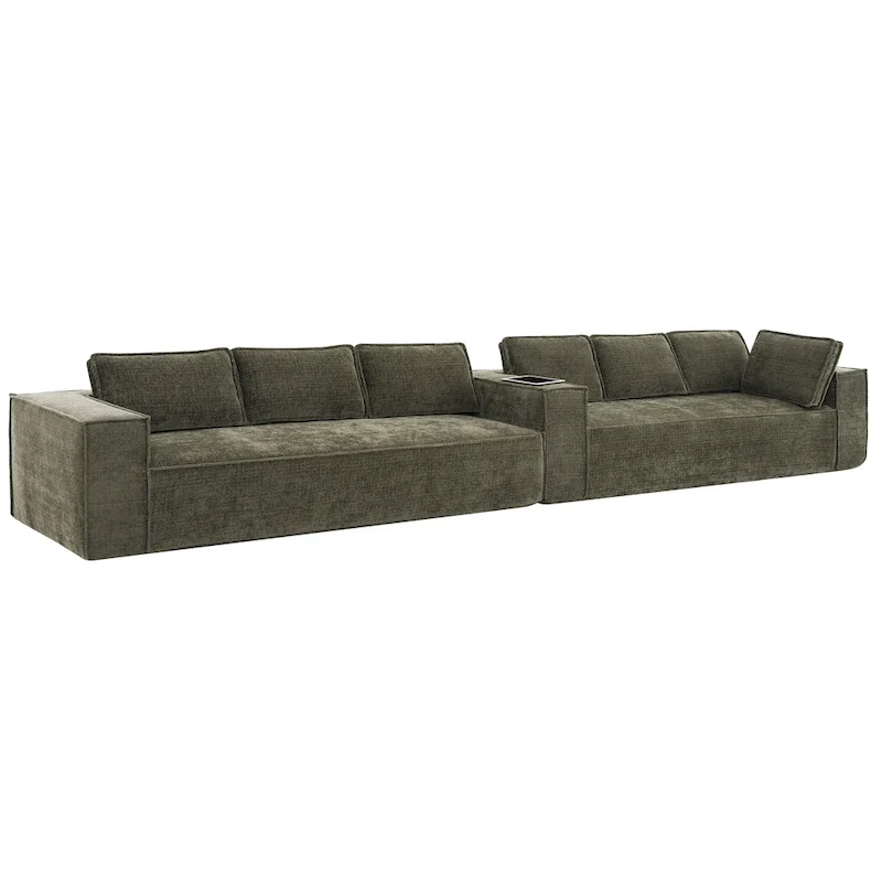 L-Shaped Modular Sectional Sofa, Chenille Cloud Sofa Set