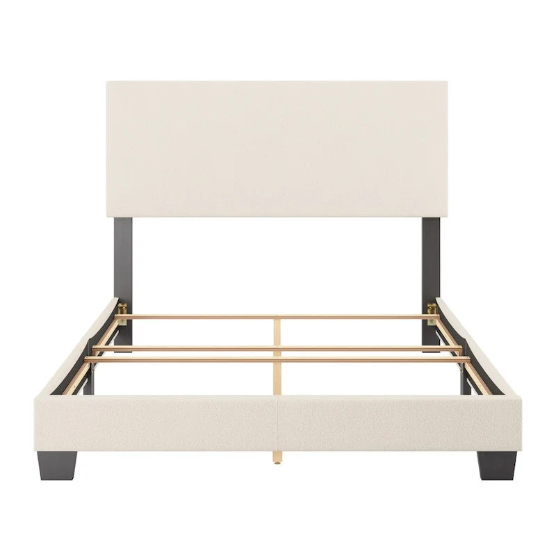 Nova Upholstered Modern Boucle Bed, Box Spring Required