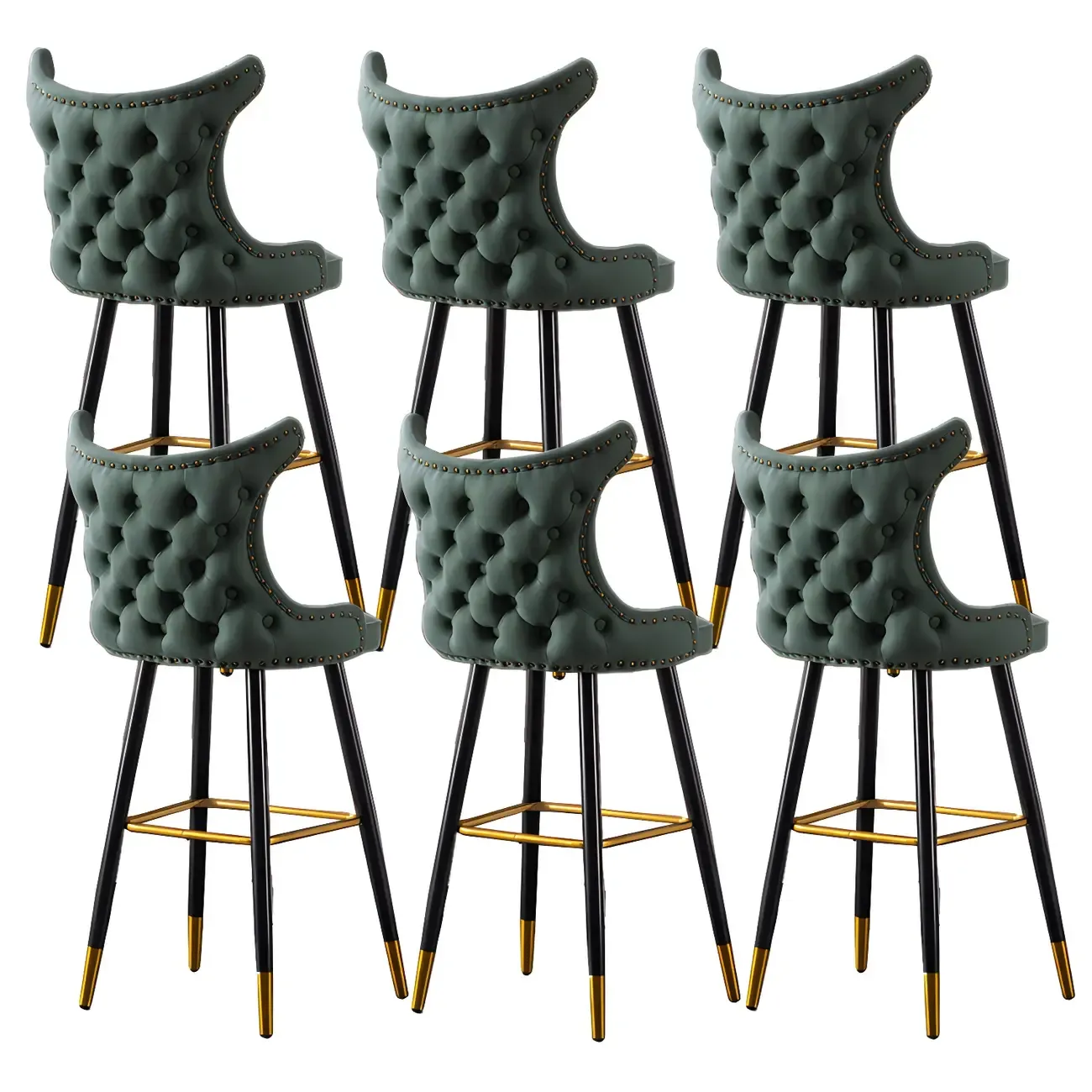 Velvet Upholstered Wingback Counter Height Bar Stools