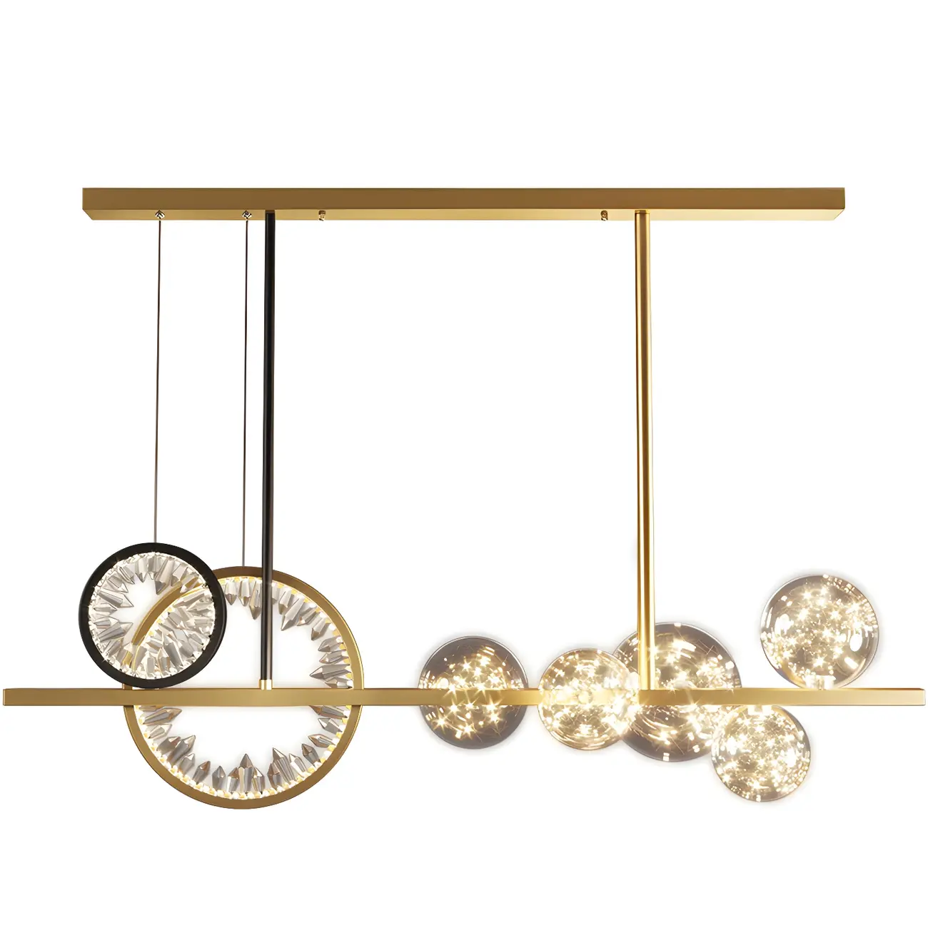 Geometric Gold Glass-Crystal Island Pendant Light