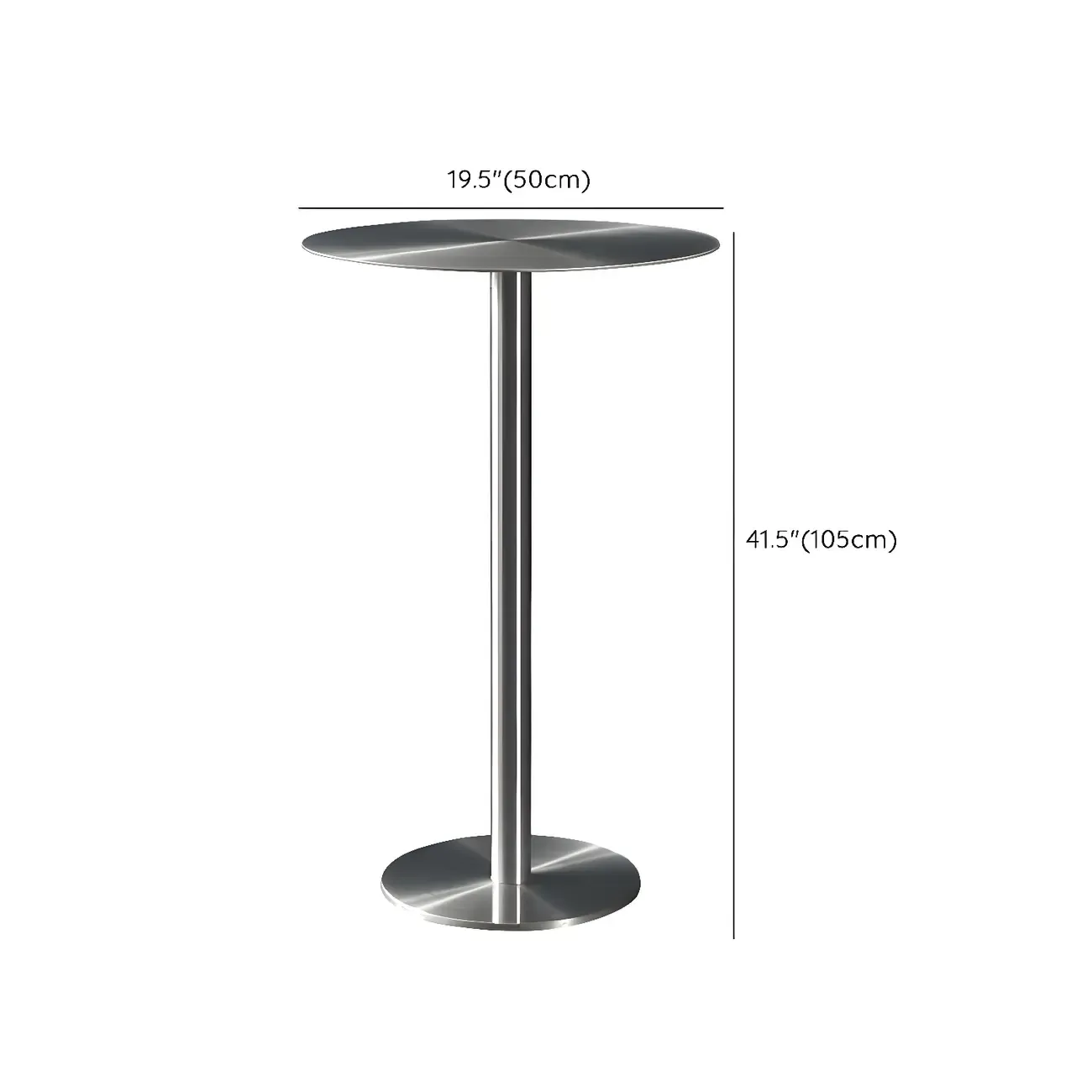 Industrial Silver Metal Pedestal Round Bar Tables