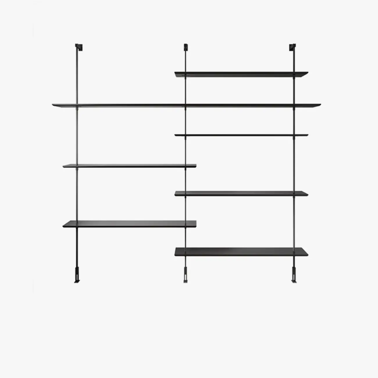 Industrial Black Wood Modular Wall Shelving System Bookshelf