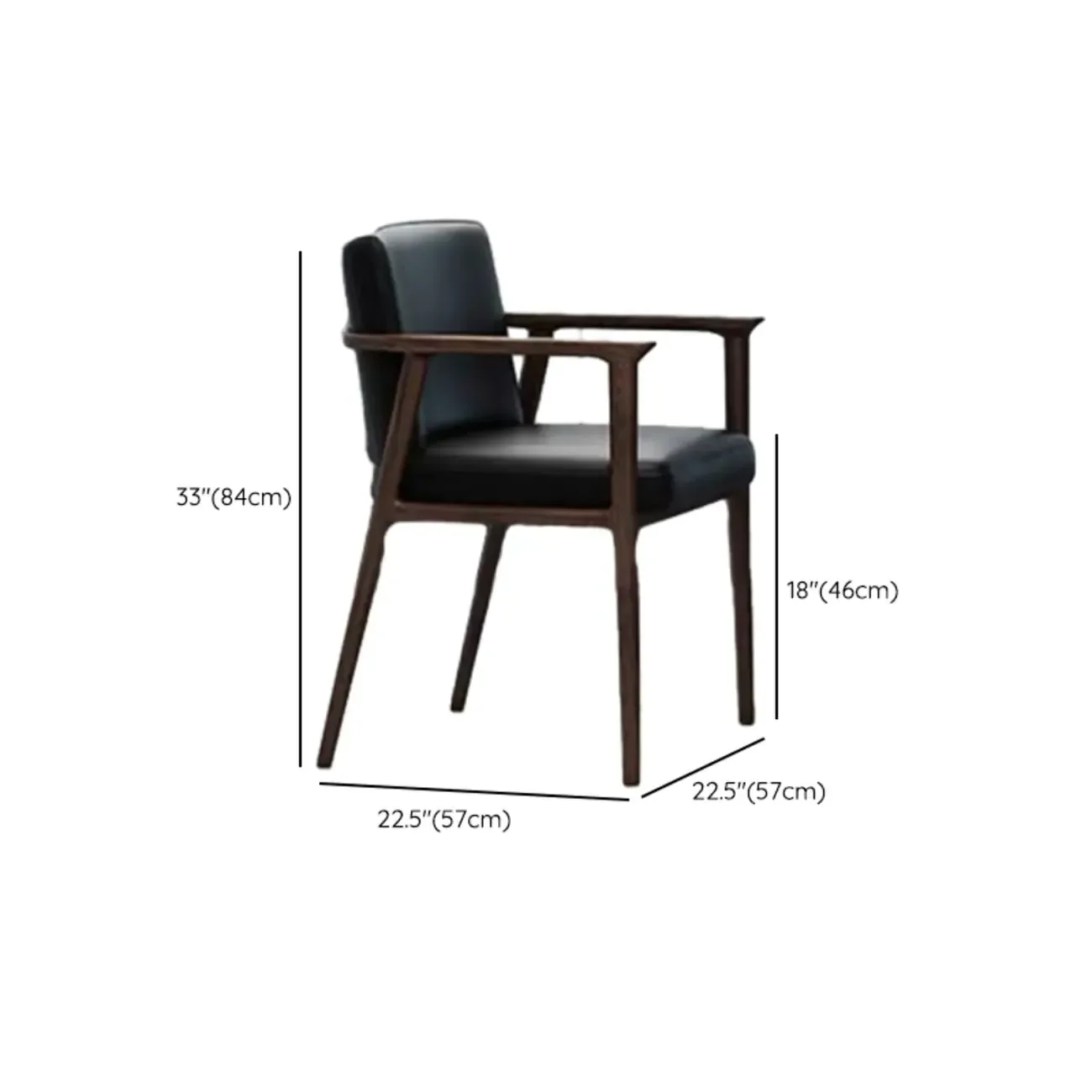 Modern Upholstered Dining Chair Square Shape with Wood Arms