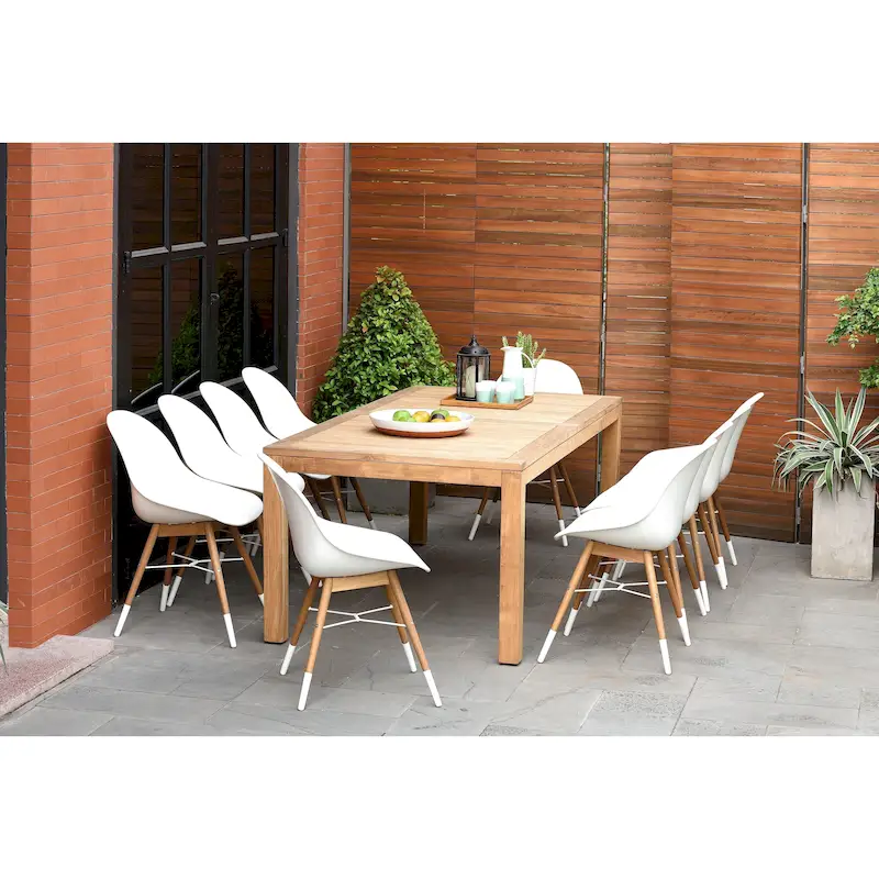 Amazonia Teak Bonita White 11-piece Rectangular Patio Dining Set