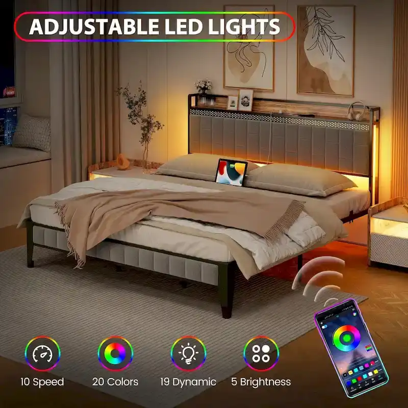 Bed Frame with Charging Station