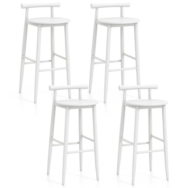 Gymax Bar Height Stools Set of 4 Bar Chair w/ Acacia Wood Frame