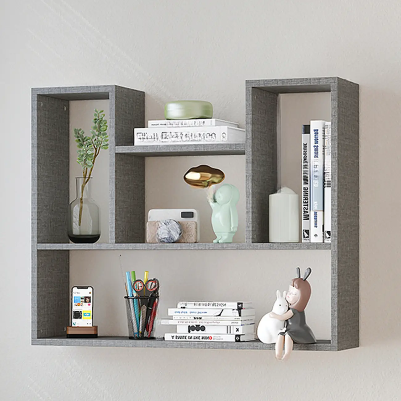 Modern Wooden 3-Tier Open Back Wall-Mounted Bookcase