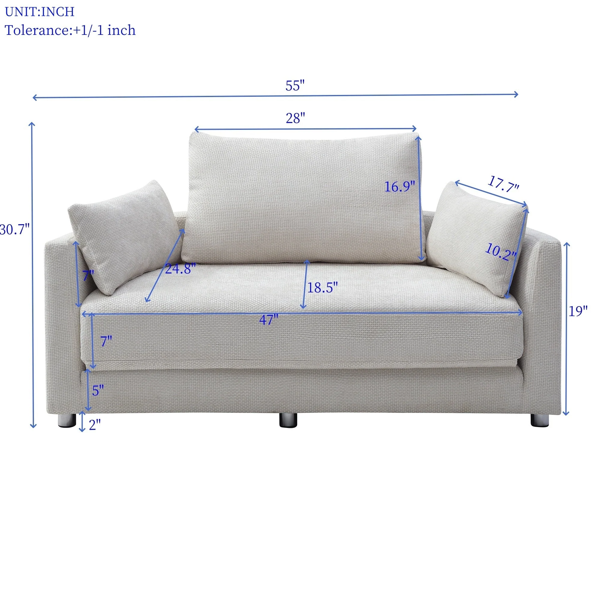 Walker Edison | Curve Design Linen Foldable Sleeper Sofa Bed