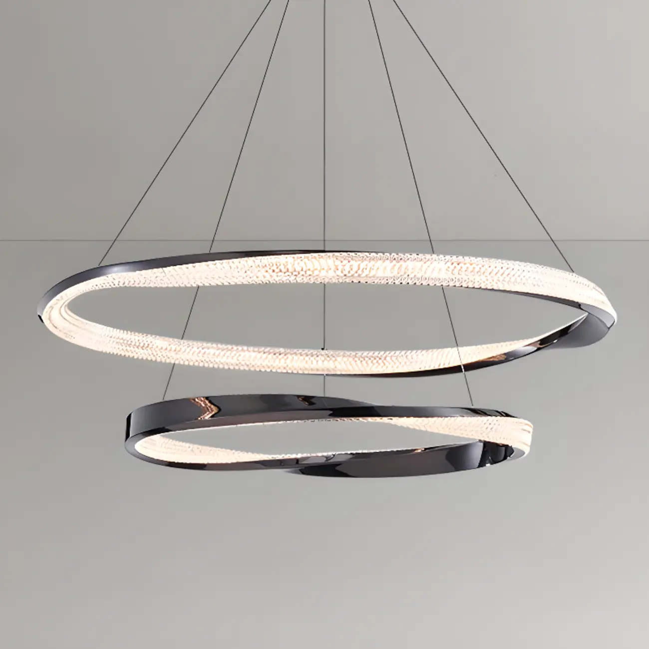 Modern LED Stylish Metal Black Circle Ring Chandelier